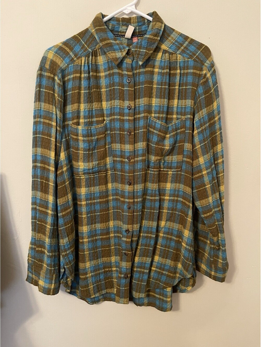 Pilcro Anthropologie Plaid Tunic Top Button Up Shirt Medium M